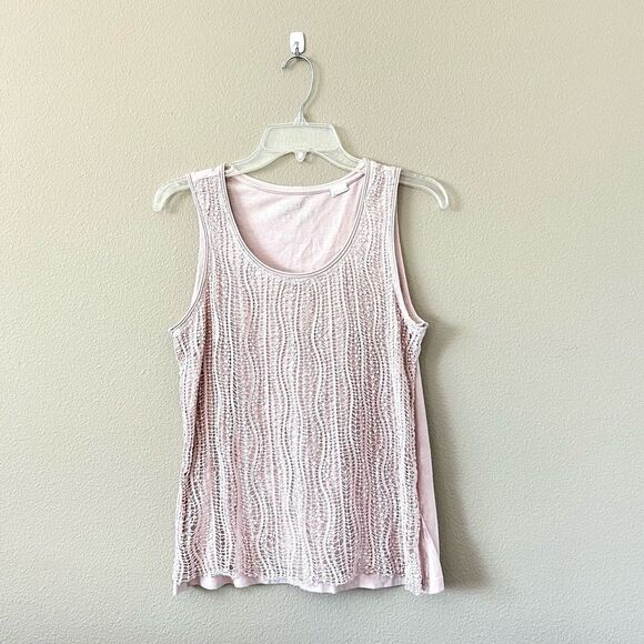 Chico’s Pink Crochet Front Sleeveless Top - Picture 1 of 7